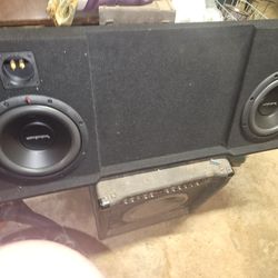 2x 10 Rockford Fosgate Speakers With Box And Amp