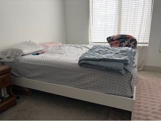 IKEA white queen bed frame