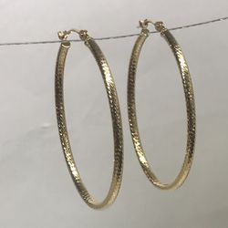 14 karat Diamond Cut Hoop Earrings 
