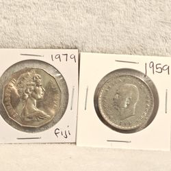 #322 Lot Of 2 Foreign Coins 
