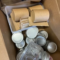 Craft Supply Lot – 16oz Embossed Jars w/ Lids + Kraft Tubes & Bags