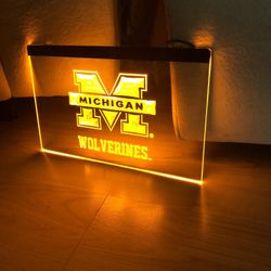 MICHIGAN WOLVERINES LED NEON GOLD LIGHT SIGN 8x12