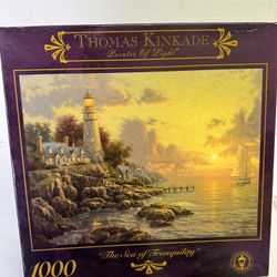 Thomas Kinkade Jigsaw Puzzle 27”x 20” 1000 Piece The Sea of Tranquility 1999 New