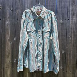 Red Dirt Rafter C Collection Mens White Aztec Western Pearl Snap Long  Sleeve