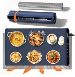 New Electric Food Warming Mat. Blue. Roll up for storage