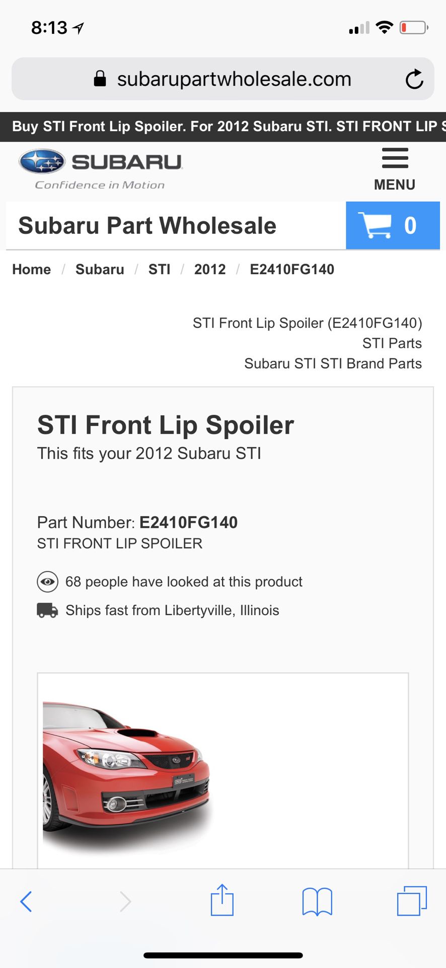 Subaru STi Front Lip Spoiler OEM