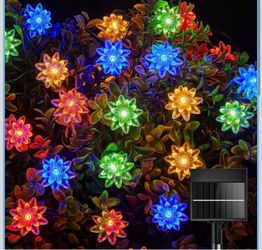 50 LED Flower Solar String Lights Outdoor Waterproof, Multicolor Solar Powered Fairy Lights with 8 Modes for Garden Fence Yard Patio Christmas Tree Pa