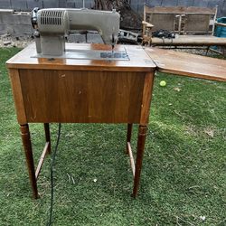 Vintage Table wood cabinet sewing machine Kenmore