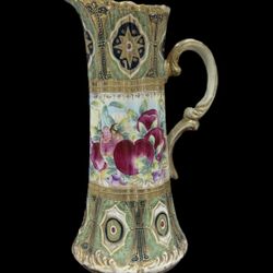 Antique Hand-Painted Nippon Ewer Pitcher Porcelain Footed Vase 16" tall