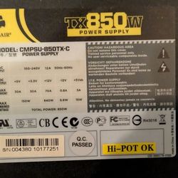 Corsair 850W Power Supply (TX850) - Heavy Duty, Non-Modular