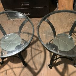 Beautiful Round Glass Top End Tables