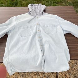 Boys large blue Jean hoodie very nice