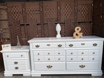 White Dresser and Nightstand Set