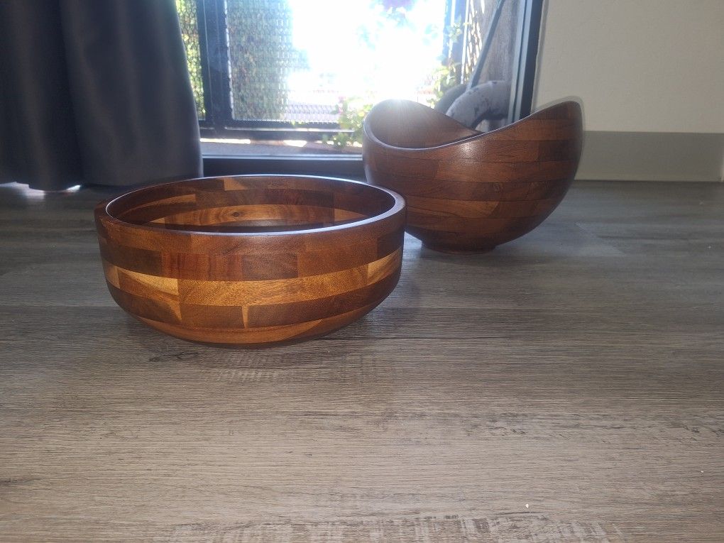 ** 2 Teak Wood Bowls **