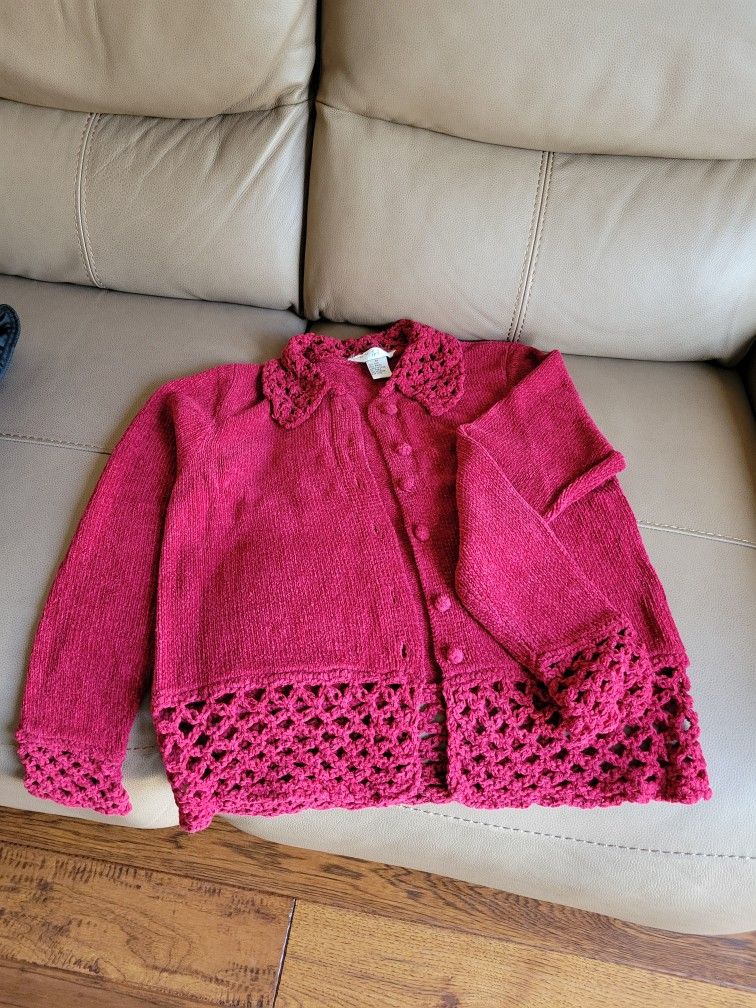 Red Chenille Dressy sweater petite size