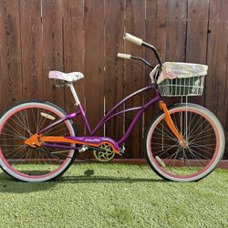 Electra Women’s Single Speed Beach Cruiser.  Purple/Orange