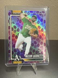 2026 Topps Series 1 MASON BARNETT  A’s RC PURPLE SP HOLIDAY EGGS FOIL