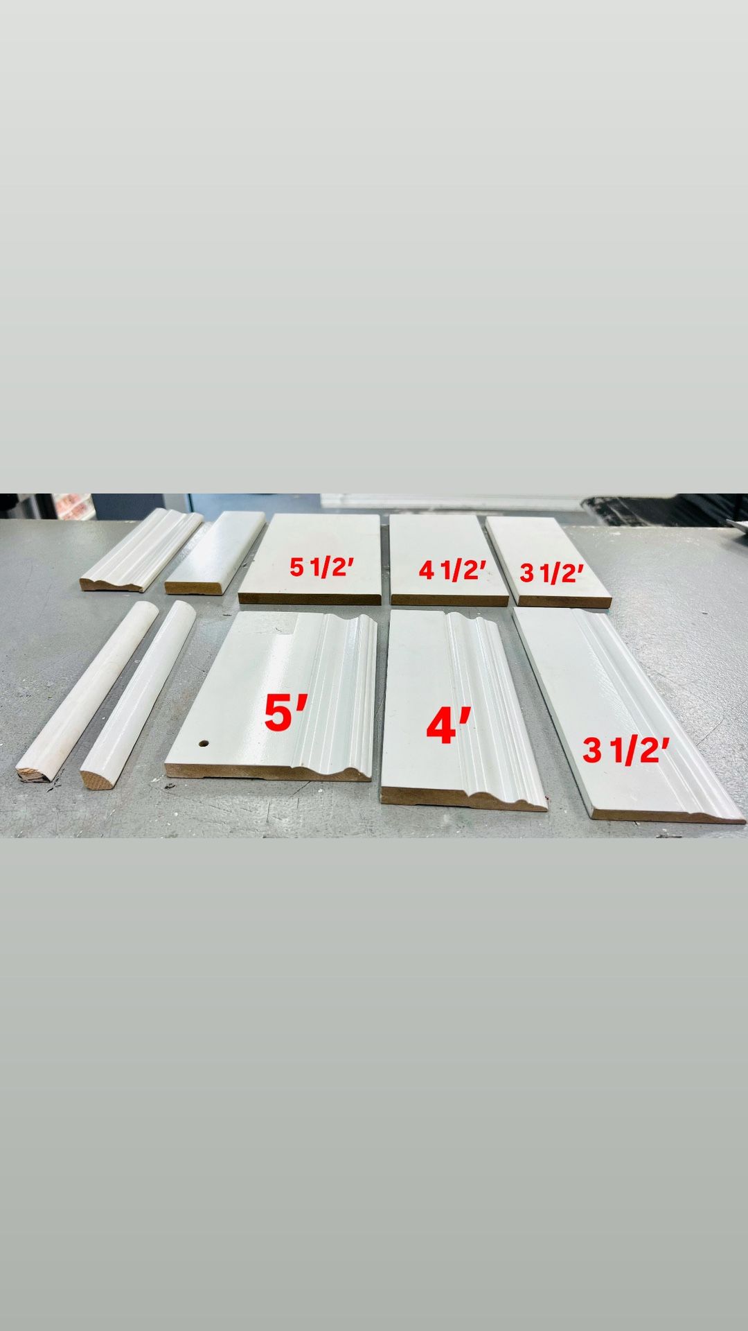 Baseboard Primed Crown Molding, Door Casing / Molduras 