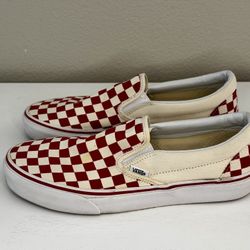 VANS Classic Slip-On (Checkerboard) Red/True Size 8.5 Mens