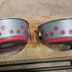 Dog Bowls And Holder