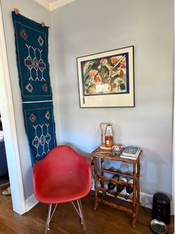 Mid Century Modern Style Red Molded Armchair – Eiffel Base (Eames Style)