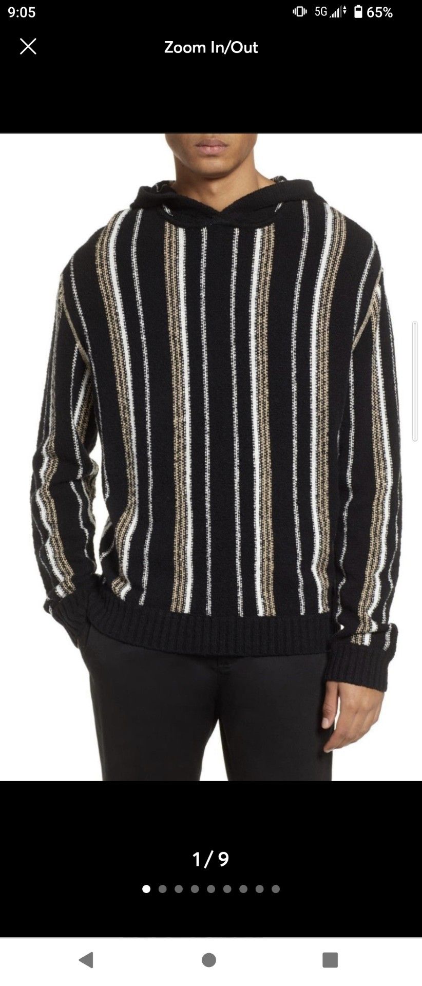ATM Anthony Thomas Melillo Vertical Stripe Pullover Hoodie Size S Black White