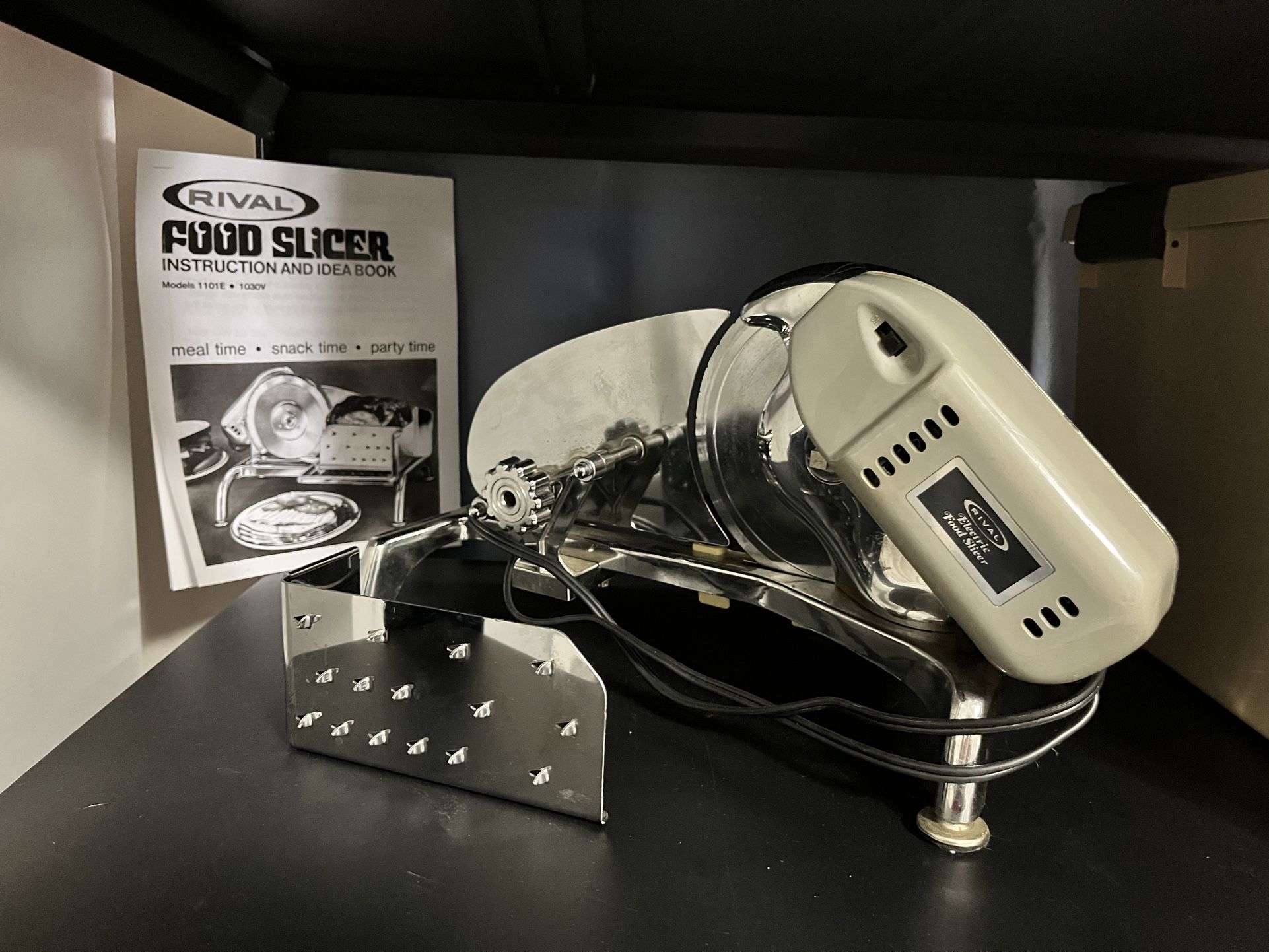 Vintage 80s Chrome Rival Food Slicer (no box)