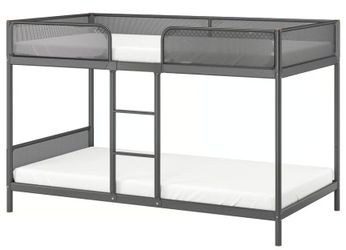 IKEA bunk bed frame with 2 twin size mattresses