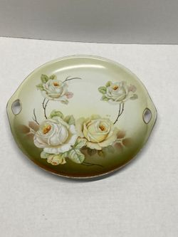 Antique Style Vintage Floral Rose Plate Germany Style Pre Owned