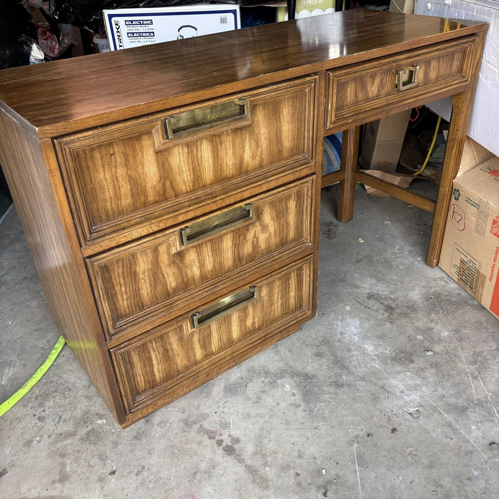 Drexel Wooden Desk With Drawers Brown Wood