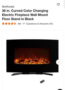 Northwest 36” in curved Color Changing electric Fireplace New in box 