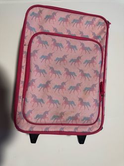 Kids Pink Unicorn Rolling Suitcase