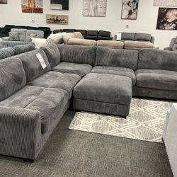 Dark Gray Corduroy Modular Sectional (FREE DELIVERY)