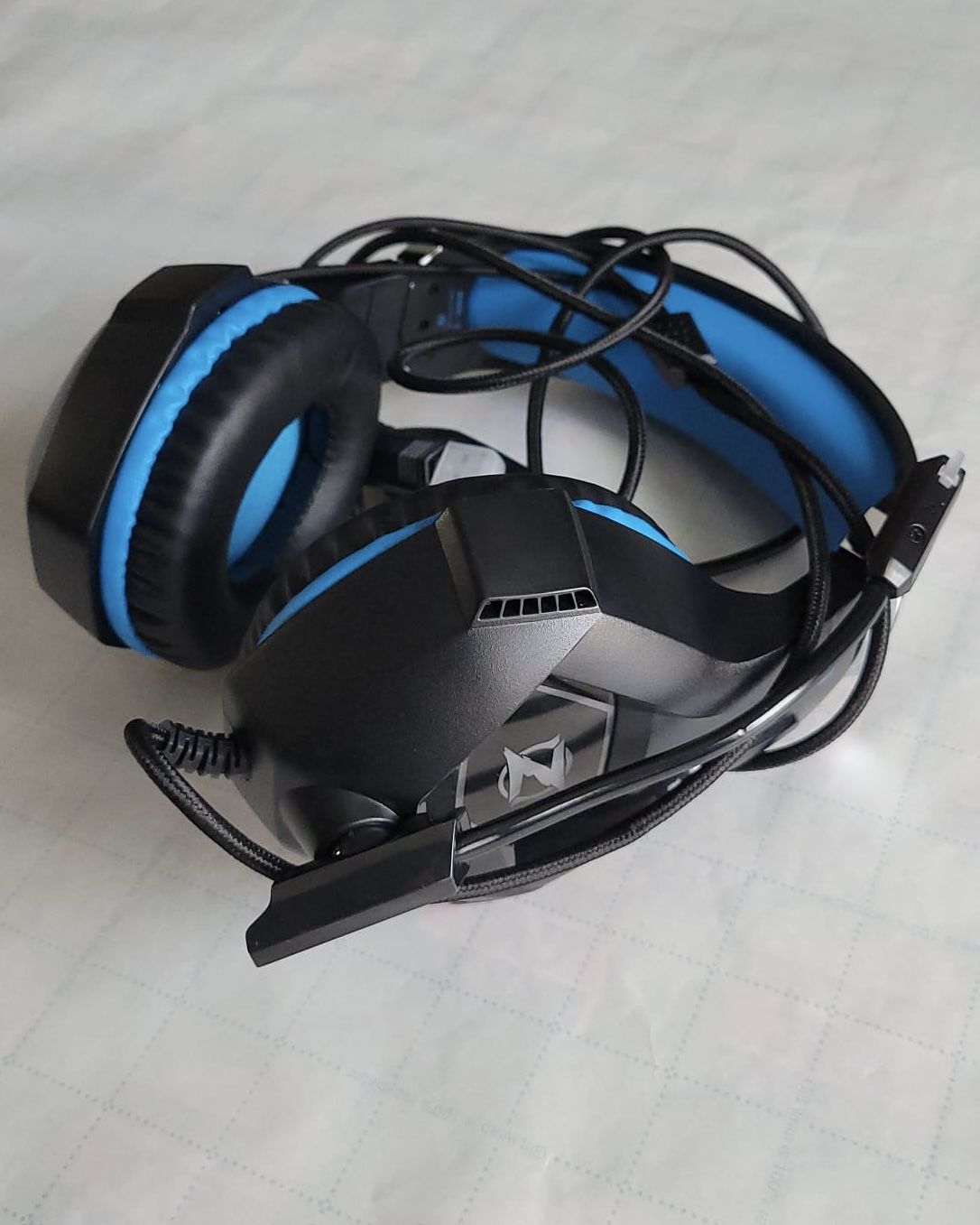 Ozeino Gaming Headset – 7.1 Surround, RGB, Mic – Works w/ PS5, Xbox, PC – Blue