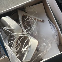 White String Strap Heels Size 8.5