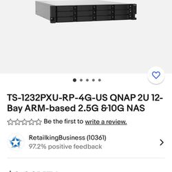 QNAP TS-1232PXU-RP-4G SAN/NAS Storage System - Annapurna Labs Alpine AL-324. Condition is New.  Only $800