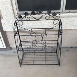 Vintage Plant Shelf Wrought Iron 3 Tier Folding Indoor Outdoor Use Home Decor