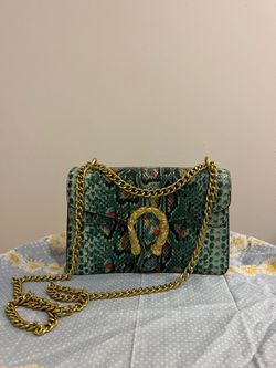 Green Snake Print Crossbody Bag