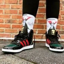 Men’s Adidas Green & Red High Top Sneakers Size 11.5 