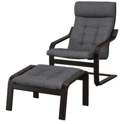 Ikea Poang Chair With Ottoman & Cushion