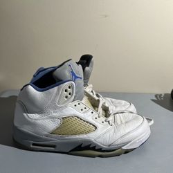 Air Jordan 5 Retro Men's Basketball Shoes White Blue Size 12