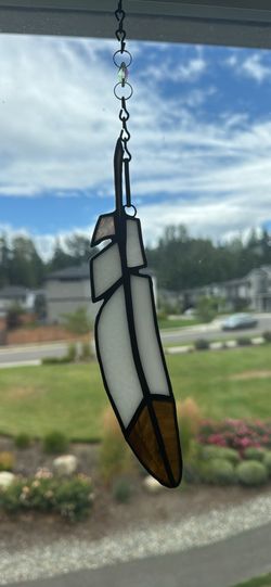Stained glass eagle feathers