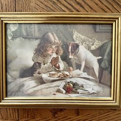Vintage Framed “Suspense” by Charles Burton Barber Art Print