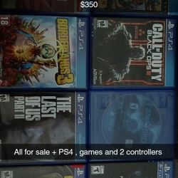 PS 4 With Games 8 No Controllers Included