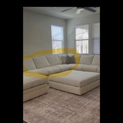 Armless sectional loveseat with ottoman