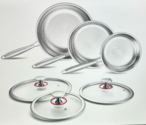 Titanium Non-Stick Frying Pan Set with Lids 8/10/12”