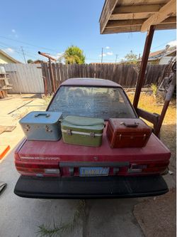 3 vintage luggage boxes