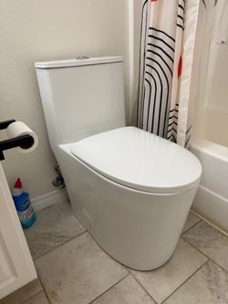 17'' ADA Comfort-Height One Piece Toilet,Soft-Close Seat, Dual Flush Siphon 1.14/1.58 GPF,White Toilet Bowl for Bathroom,Easy-Access Comfort-Rise Desi