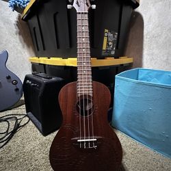 Luna Mahogany Tattoo Ukulele 