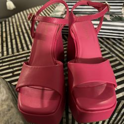 Hot Pink Platform Heels Sandals 